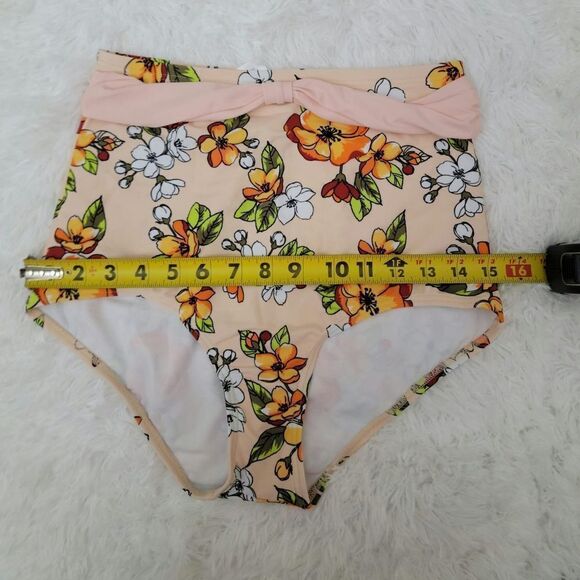 Retro Floral Halter High Waist Bikini Set Two Piece Bathing Suit Size M (6) - Picture 11 of 11